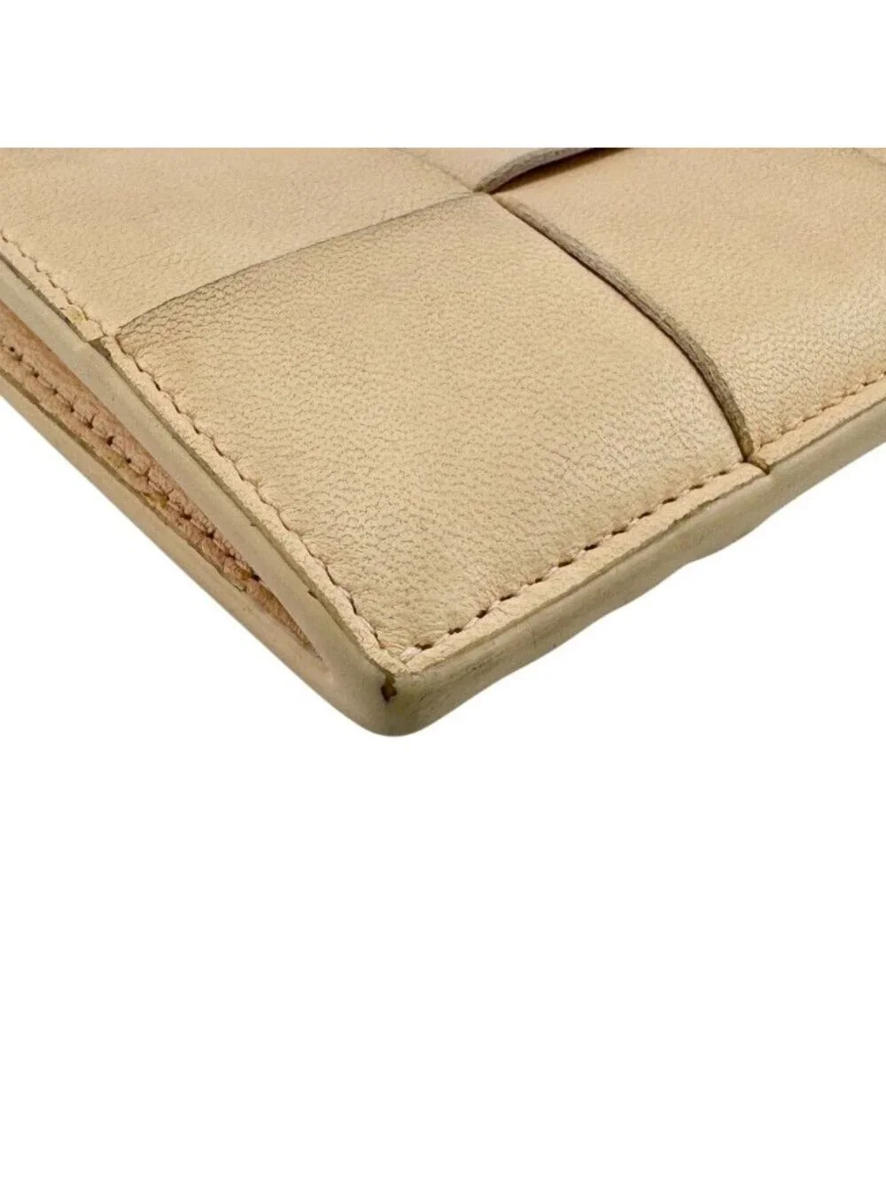 Bottega Veneta Maxi Intrecciato Leather Coin Purse Beige